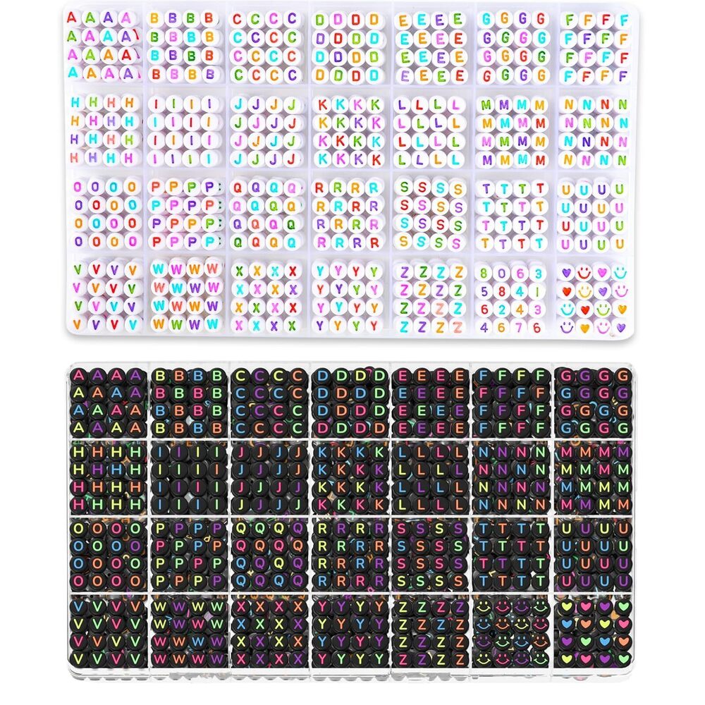 4057 2 Box Letter Beads Kit 1900 PCS Set Alphabet Beads for Bracelets